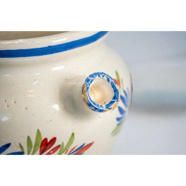 Mid 20th Century Vintage HenRiot Quimper Faience Pottery Teapot & Coordinating Egg Cup For Sale - Image 5 of 8