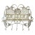 Vintage White Wrought Iron Wall Shelf With Hooks, Ornate Lattice and Floral Detail For Sale