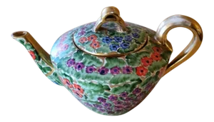 Vintage Arts and Crafts Italian Hand-Painted Glazed Ceramic Tea Pot