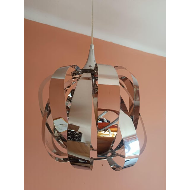 Space Age Chrome-Plated Metal Pendant Lights, 1970s, Set of 2 For Sale - Image 6 of 11