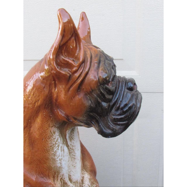 1970s Vintage Italian Life Size Terracotta Boxer Dog Figurine For Sale - Image 5 of 18