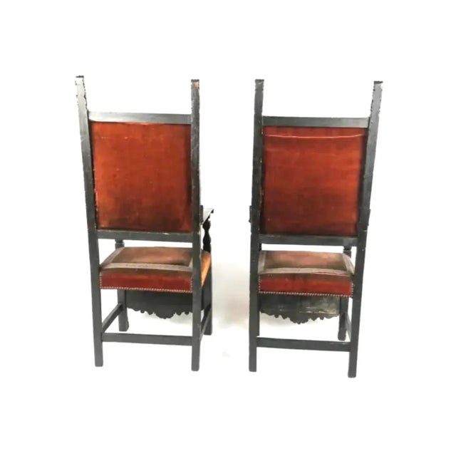 18th Century Pair of Carved Jacobean Armchairs For Sale - Image 5 of 11