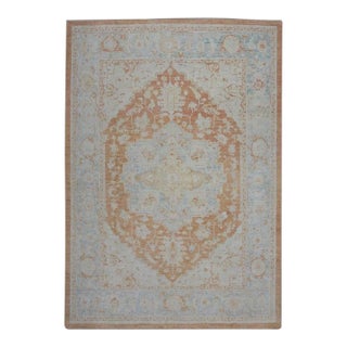 Oriental Hand Knotted Rug Turkish Antique Look Oushak 7'9" x 10'6" For Sale