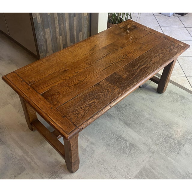Wood Vintage Rustic Farmhouse Coffee Table in Oak, 1950 For Sale - Image 7 of 18