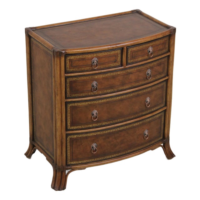 Maitland Smith Bamboo Form Leather Surface Chest For Sale