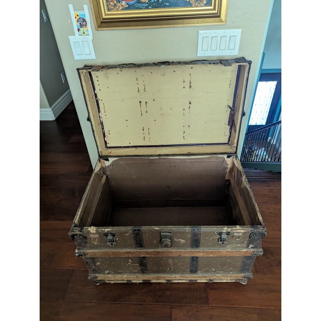 Rustic European German Antique Trunk Mid 20th Century For Sale - Image 3 of 8