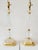 A fine pair of tall Hollywood Regency style geometric rock crystal table lamps, featuring an Obelisk and sphere column...