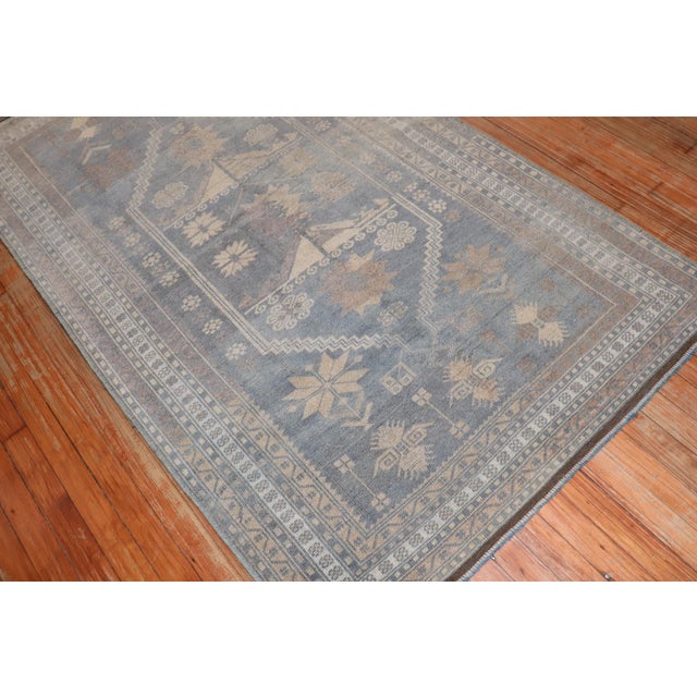 Textile Vintage Zabihi Collection Tribal Blue Turkish Rug - 3'7" x 6'1" For Sale - Image 7 of 8