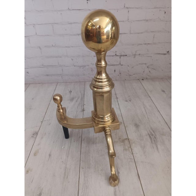 Antique Brass Fire Dogs, Set of 2 For Sale - Image 6 of 14