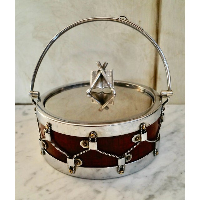 Wood Oak Silver Plate Bon Bon Drum from John Grinsell & Sons For Sale - Image 7 of 13