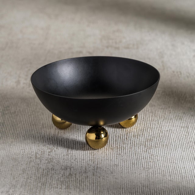 Contemporary Marzell Black Stainless Steel Condiment Bowls, Set of 2 For Sale - Image 3 of 4