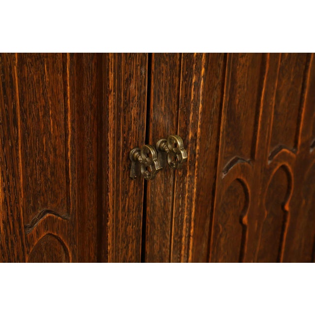 Jamestown Lounge Co. Gothic Revival Vintage Oak Drop-Leaf Server For Sale - Image 12 of 18