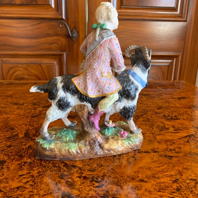 French Bisque Porcelain Goat and Rider Figurine, by Vion Et Baury , 19th Century For Sale - Image 4 of 14