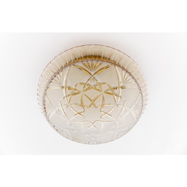 Metal Mid-Century Modern Amber Bubble Cut Glass Flush Mount, 1960s For Sale - Image 7 of 9