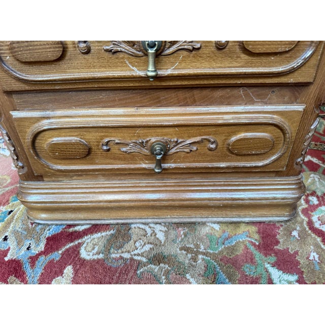 19th Century Neo-Renaissance Bedside Tables in Carved Oak, 1970s, Set of 2 For Sale - Image 9 of 11