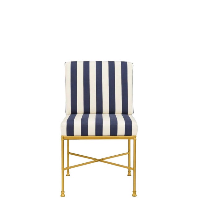 Jerome Outside Dining Chairs in Reed Brass Finish by Michael Taylor, Set of 6 For Sale - Image 4 of 11