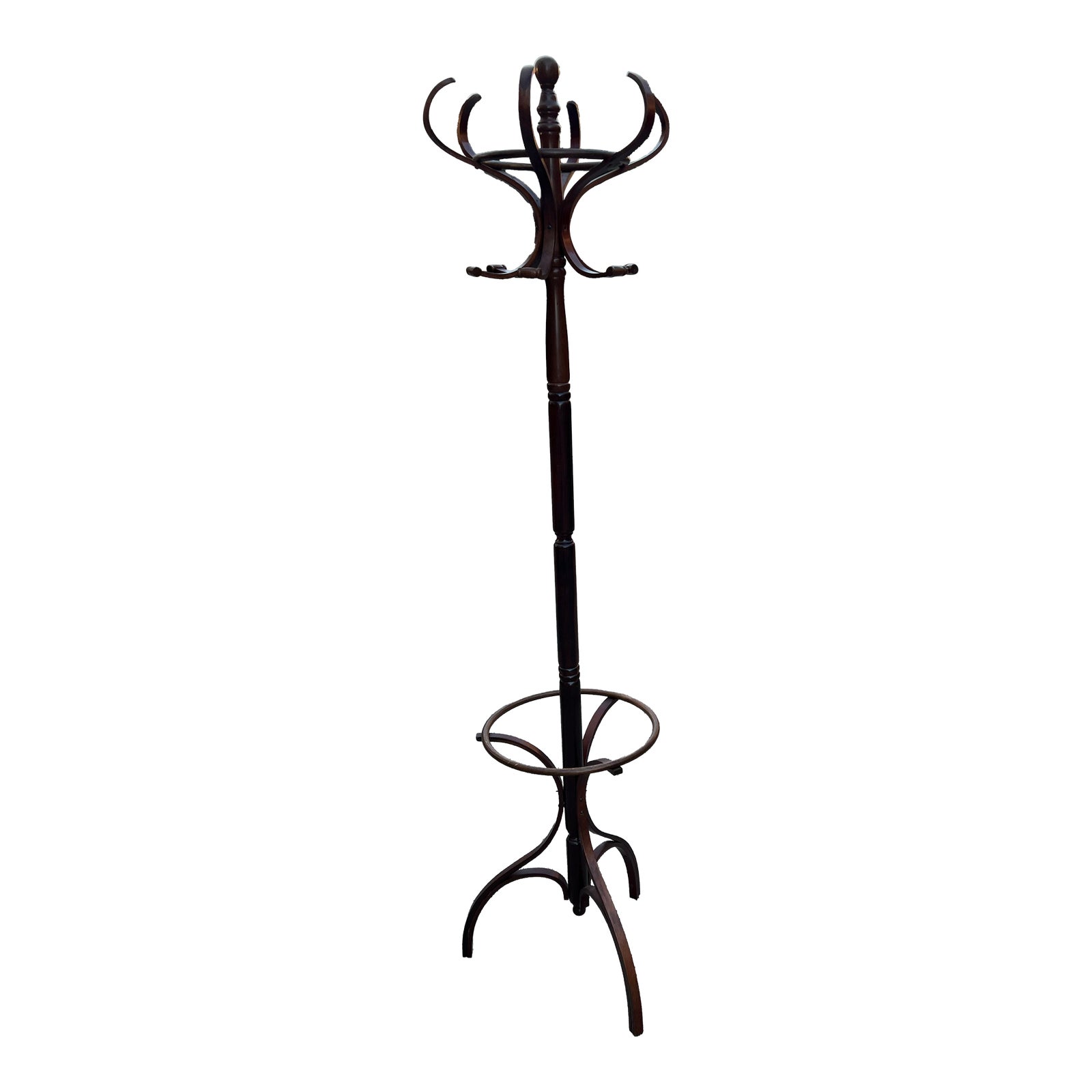 Vintage Wooden Hand Carved Tall Coat Rack/Hat Rack | Chairish