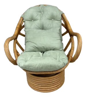 1970s Vintage Twisted Pencil Reed Swivel Rocking Chair