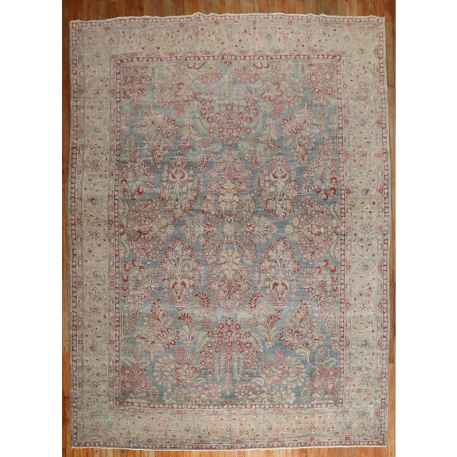 Early 20th Century Zabihi Collection Blue Pink Persian Sarouk Rug - 8'10" x 11'5" For Sale In New York - Image 6 of 12