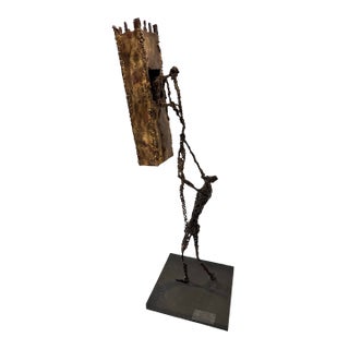 1960s Brutalist Mixed Metal Figure Sculpture For Sale