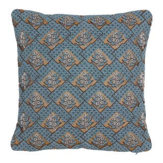 Schumacher Blair Silk Épinglé 18" Pillow In Worcester Blue For Sale