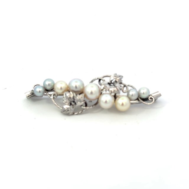 Mikimoto Akoya Pearl Brooch Sterling Silver 6.8 mm Estate 8 Grams For Sale - Image 11 of 12