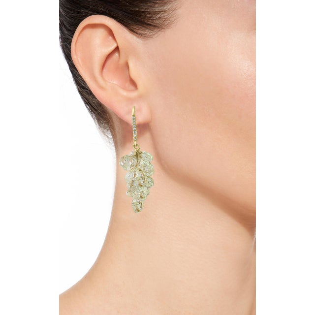 27 Carat Diamond Briolettes Hanging Drop Earrings 18 Karat Yellow Gold For Sale In New York - Image 6 of 18