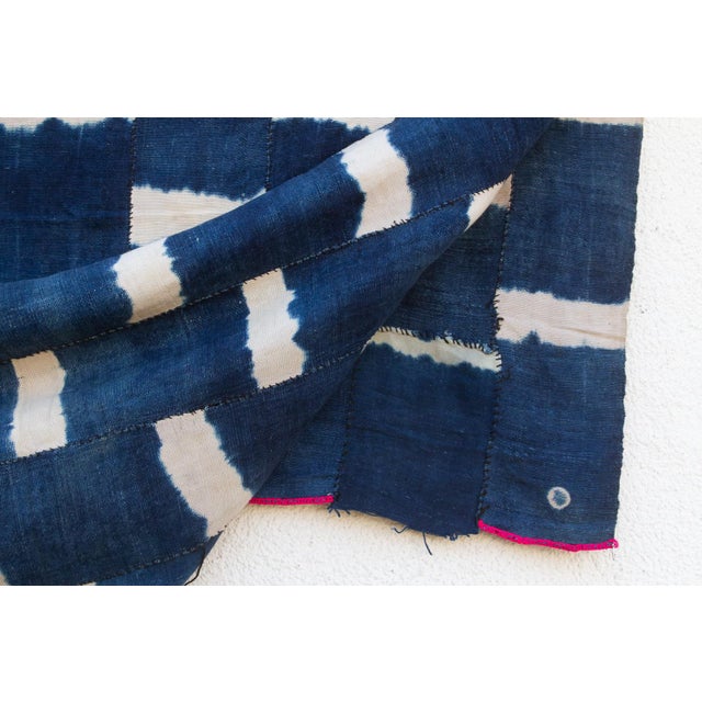 African Bold Block Indigo Mud Cloth Throw For Sale - Image 3 of 7