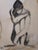 Textile Pat Clay "Huddled Woman" Original Charcoal & Coffee Wash on Canvas – 2026 For Sale - Image 7 of 9