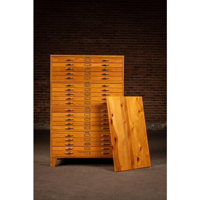 Vintage Oak Four-Stack Flat File by Mayline For Sale - Image 4 of 13