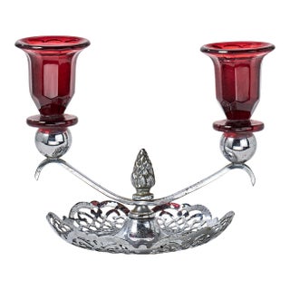 1930s Art Deco Diana Chrome 2 Arm Candlestick For Sale