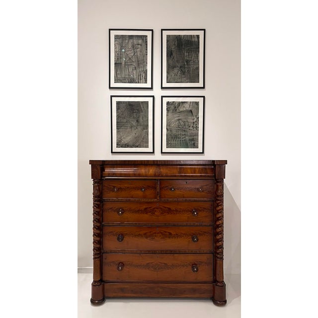 19th Century Mahogany Chest of Drawers with Barley Twist Columns Good vintage condition This 19th-century mahogany chest...