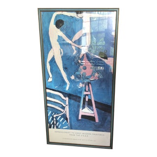 1970s Impressionist Metropolitan Museum of Art Print in Blue Wooden Frame by Matisse For Sale