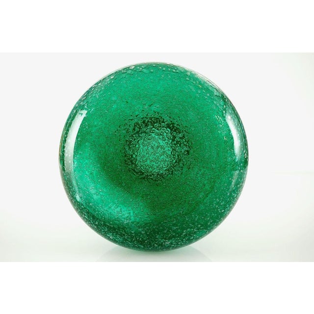 Glass Vintage Emerald Pulegoso Vase with Gold Rim by Livio Seguso for Bisazza, 1993 For Sale - Image 7 of 17