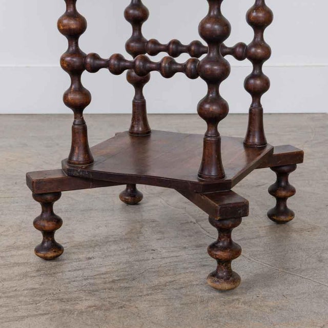 1940s Tall French Bobbin Wood Side Table For Sale - Image 9 of 11