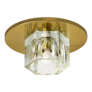 Mid-Century Modernist Hexagonal Shade Glass Flush Mount Chandelier by Lightolier