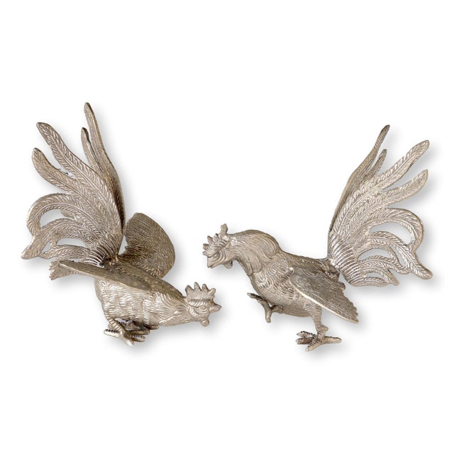 Mid 20th Century French Silver-Plate Bird Table Ornaments, a Pair For Sale - Image 5 of 5