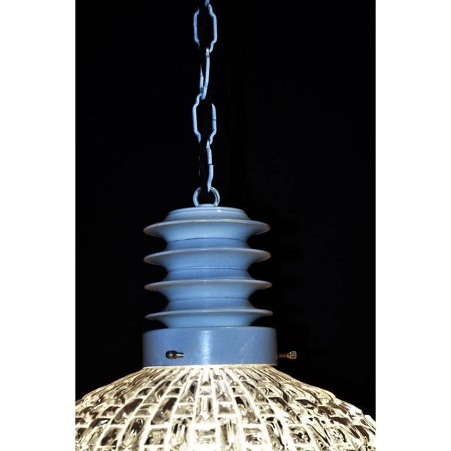 Mid-Century Modern Danish Opalescent Hobnail Glass and Brass Pendant Light For Sale - Image 11 of 13