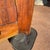 Vintage Rustic Dark Pine Wood Chiffonier Cabinet W/ Scrolled Top - Shelf & Drawer For Sale - Image 13 of 18