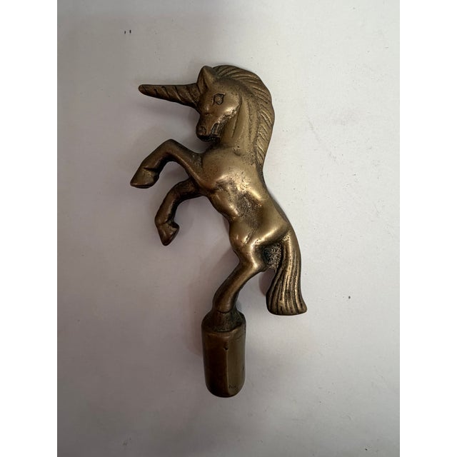 Vintage Brass Unicorn MCM Fireplace Tool Set 3-Pc + Extra Topper 31” For Sale - Image 11 of 11