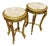 French Style Nesting Side Tables – Set of 2 With Beige Finish, Marble Tops & Gold Leaf Details For Sale