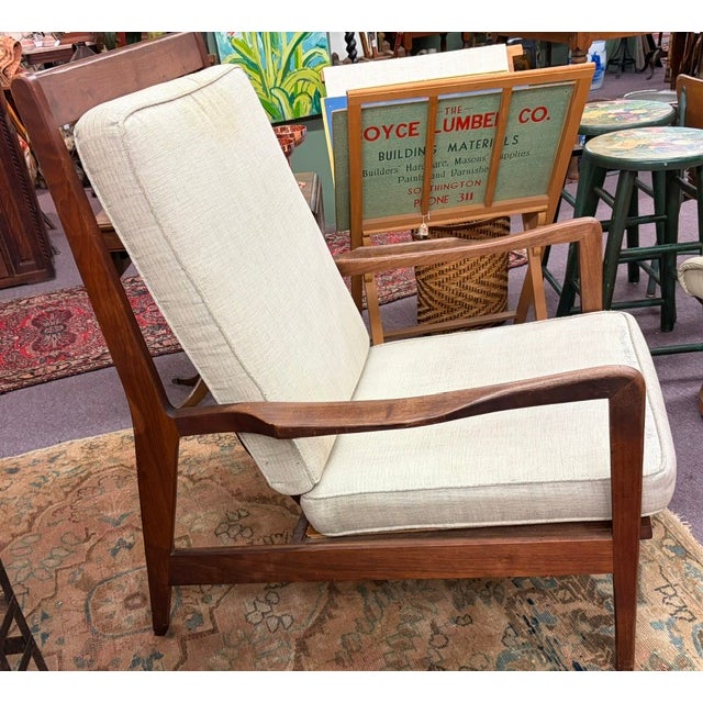 Mid-Century Modern Mid Century Danish Style Walnut High Back Lounge Chair For Sale - Image 3 of 10