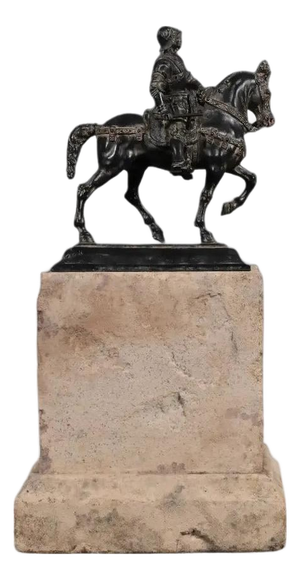 Renaissance Horseman, Bronze Sculpture on Sandstone Base