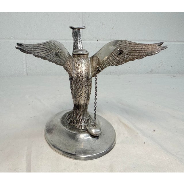 Antique Silverplate Swan Bird Brandy Glass Warmer Table Top Oil Lamp Heater For Sale - Image 11 of 12
