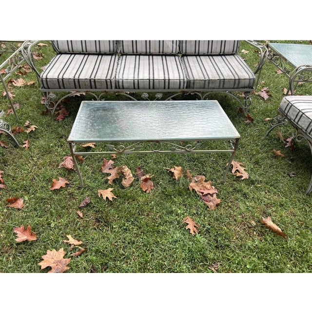 Mid-Century Modern 1960s Attributed to Wrought Iron MCM Woodard 6 Piece Conversation Set For Sale - Image 3 of 8