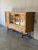 Mid-Century Modern In Style of Henning Kjærnulf Oak High Sideboard Credenza With Sliding Leaded Glass Doors Danish Mid-Century Modern 1970s For Sale - Image 3 of 11