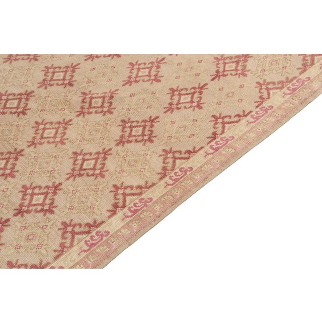 1960s 1960s Vintage Deco Rug in Red, White & Pink Geometric Pattern For Sale - Image 5 of 8