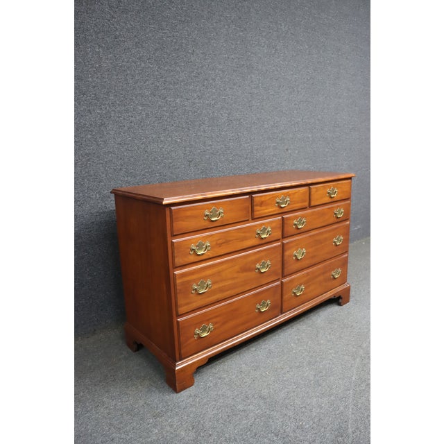 Henkel Harris solid wild black cherry 9-drawer dresser from the Virginia Galleries collection. Features dovetailed...