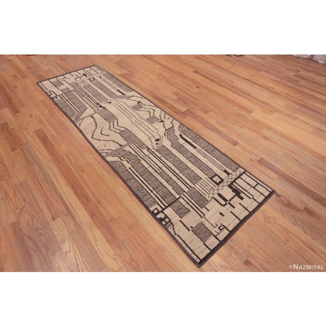 A Fascinating Light Cream Color Background Tribal Geometric Modern Contemporary Hallway Runner Rug, Country Of Origin:...