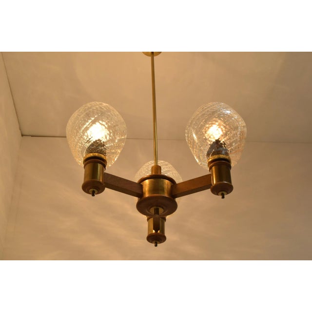 Mid-Century Wood Chandelier, 1970s For Sale - Image 6 of 9